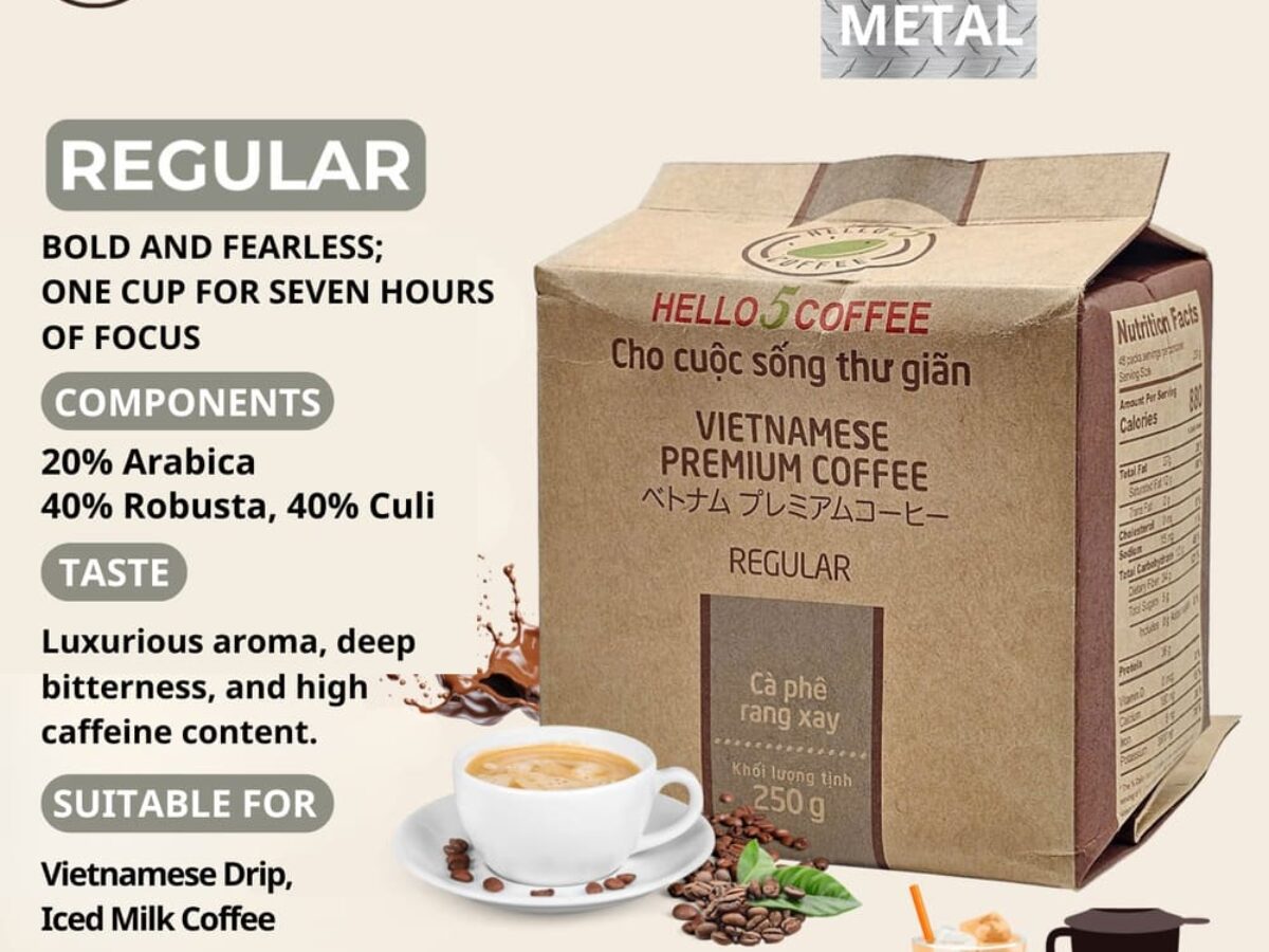 Roasted Coffee Hello 5 REGULAR (250gr paper bag) - Hello 5 Coffee Global