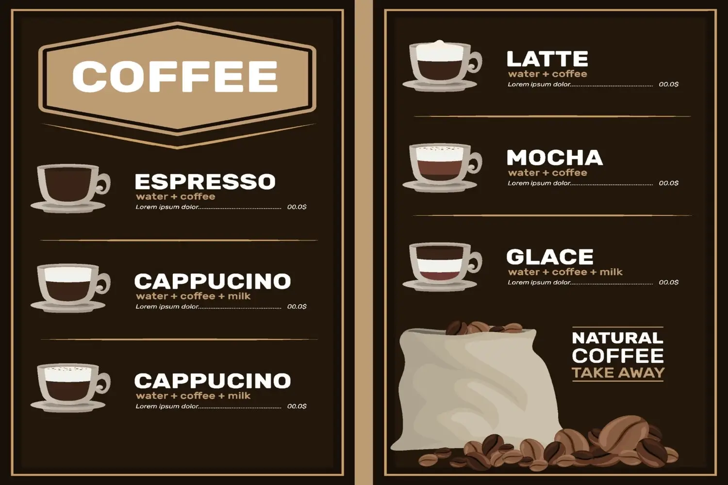 Sample typical beverage menu