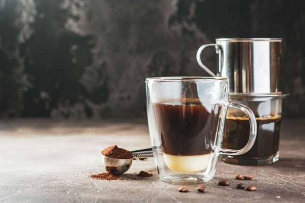 Traditional Vietnamese condensed milk coffee