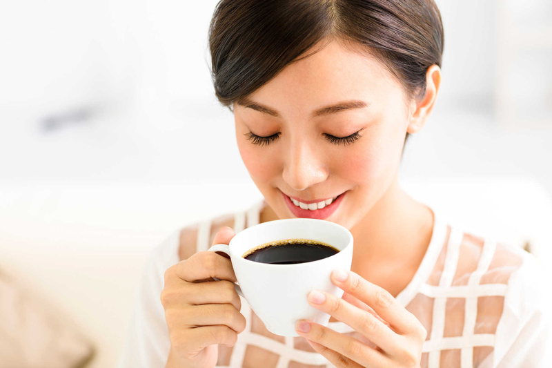 drinking coffee
