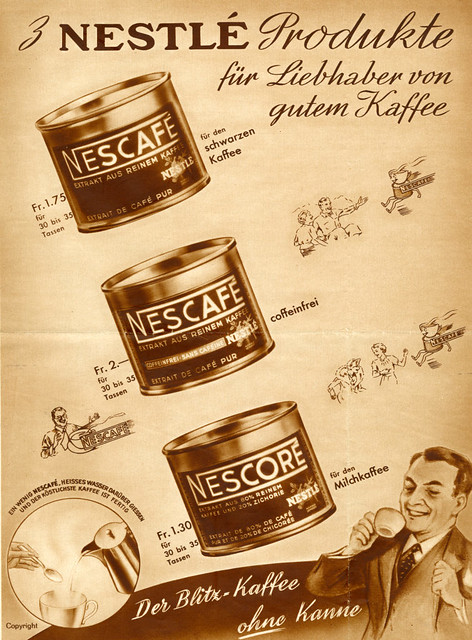 Nescafe instant coffee advertisement in the 1930s