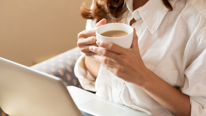 drinking coffee in the morning