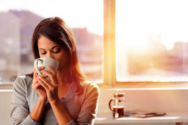 drinking coffee in the morning