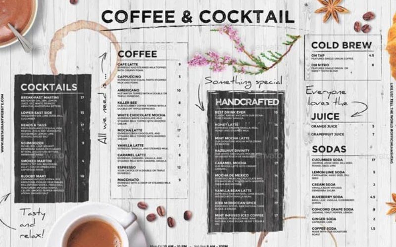 creating a cafe menu